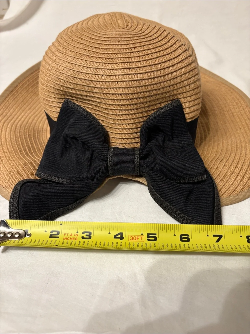 LC Lauren Conrad Tan Straw Sun Hat with Black Ribbon Bow